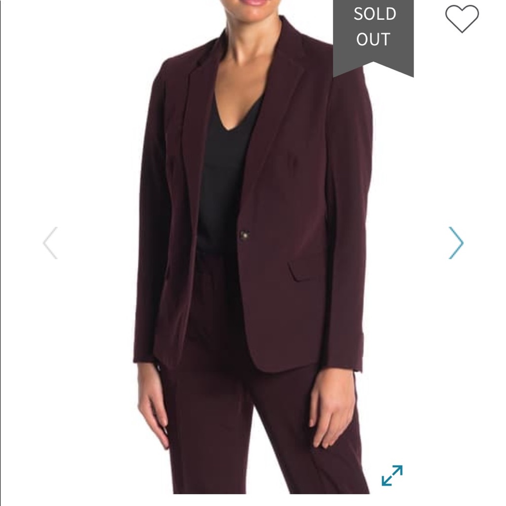 NWT T Tahari Solid Notch Lapel One Button Blazer